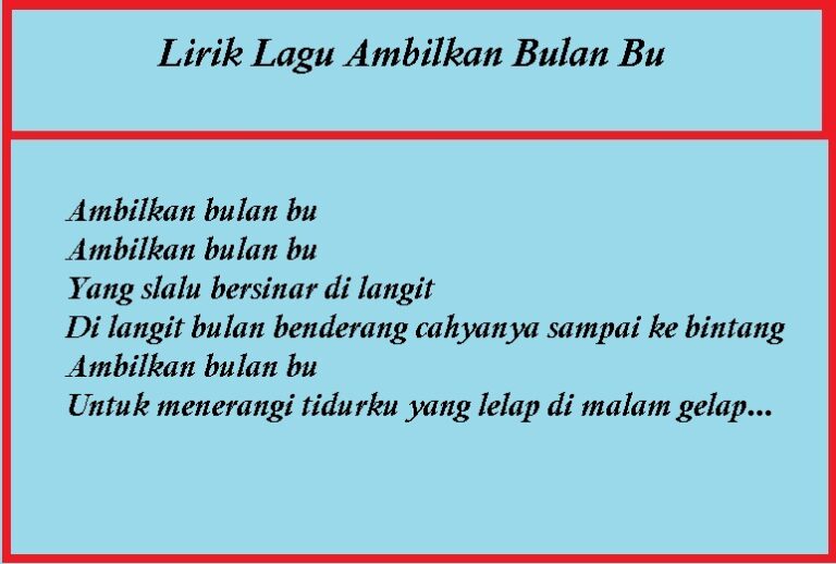 Not Lagu Ambilkan Bulan Bu Lengkap Dengan Liriknya